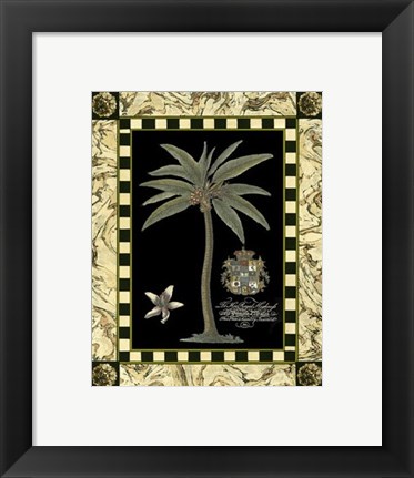 Framed Bordered Palms on Black I Print