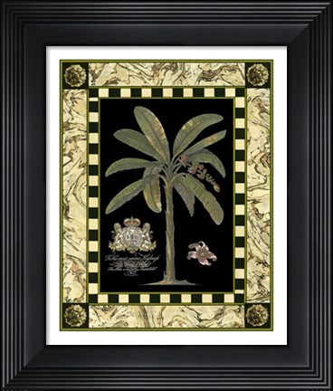 Framed Bordered Palms on Black II Print