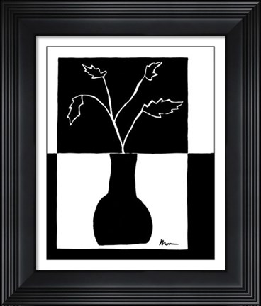Framed Minimalist Leaf in Vase I Print