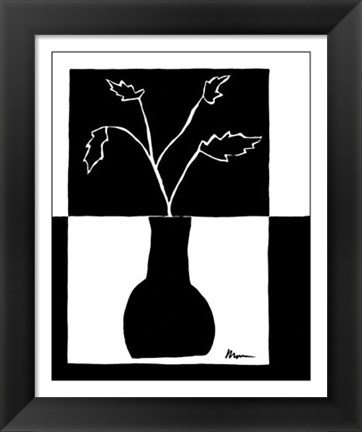 Framed Minimalist Leaf in Vase I Print