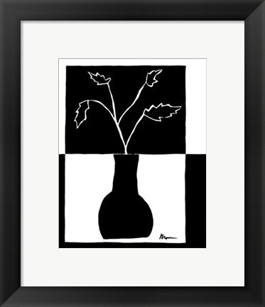 Framed Minimalist Leaf in Vase I Print