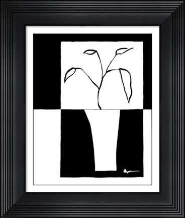 Framed Minimalist Leaf in Vase II Print