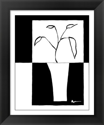 Framed Minimalist Leaf in Vase II Print