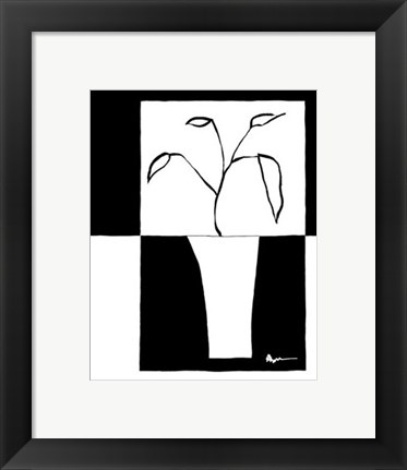 Framed Minimalist Leaf in Vase II Print