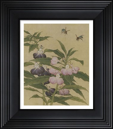 Framed Bees and Garden Blossoms Print
