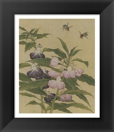 Framed Bees and Garden Blossoms Print