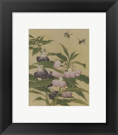 Framed Bees and Garden Blossoms Print