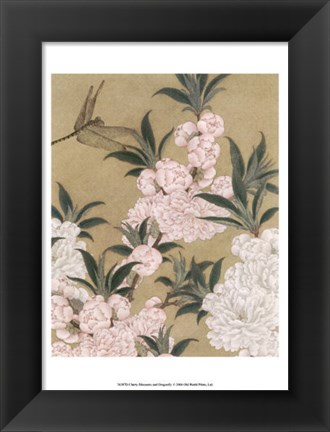 Framed Cherry Blossoms and Dragonfly Print