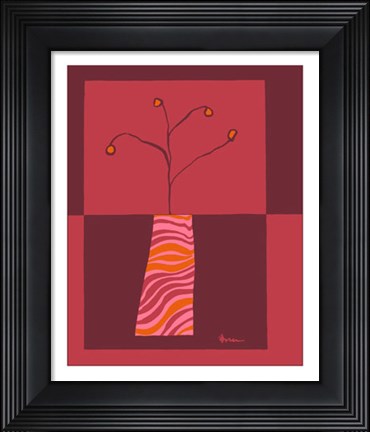 Framed Minimalist Flowers in Orange I Print
