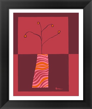 Framed Minimalist Flowers in Orange I Print