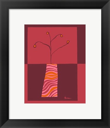 Framed Minimalist Flowers in Orange I Print