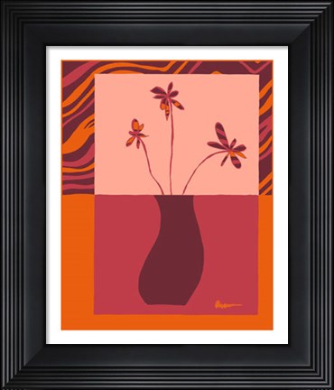 Framed Minimalist Flowers in Orange III Print