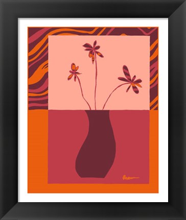 Framed Minimalist Flowers in Orange III Print