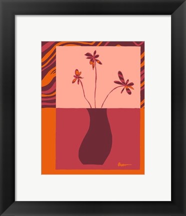 Framed Minimalist Flowers in Orange III Print