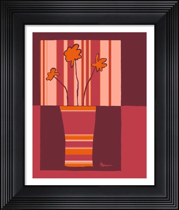 Framed Minimalist Flowers in Orange IV Print