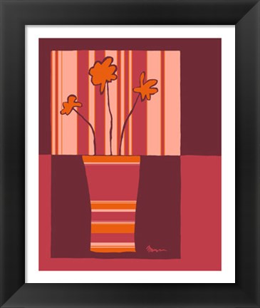 Framed Minimalist Flowers in Orange IV Print