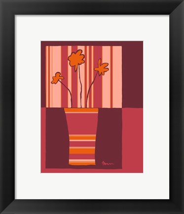 Framed Minimalist Flowers in Orange IV Print