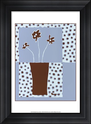 Framed Minimalist Flowers in Blue I Print