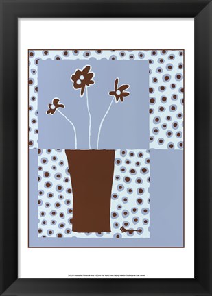 Framed Minimalist Flowers in Blue I Print