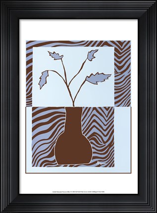 Framed Minimalist Flowers in Blue II Print