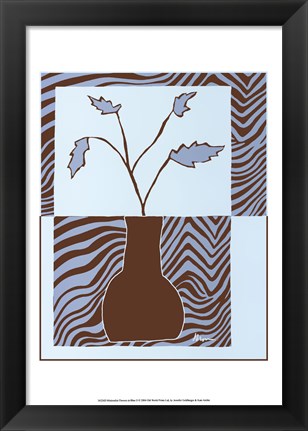 Framed Minimalist Flowers in Blue II Print