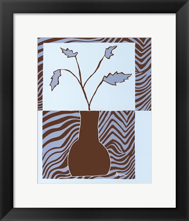 Framed Minimalist Flowers in Blue II Print