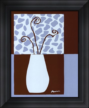 Framed Minimalist Flowers in Blue III Print