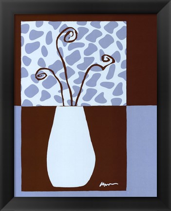 Framed Minimalist Flowers in Blue III Print