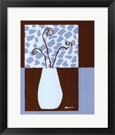 Framed Minimalist Flowers in Blue III Print