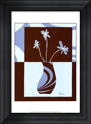 Framed Minimalist Flowers in Blue IV Print