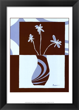 Framed Minimalist Flowers in Blue IV Print