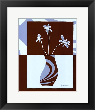 Framed Minimalist Flowers in Blue IV Print