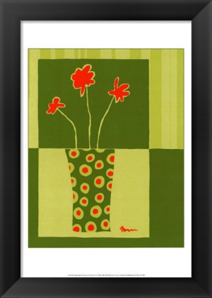 Framed Minimalist Flowers in Green I Print