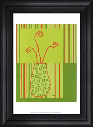 Framed Minimalist Flowers in Green II Print
