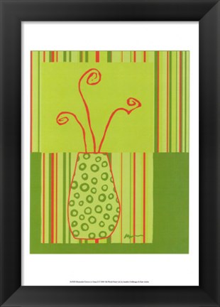 Framed Minimalist Flowers in Green II Print