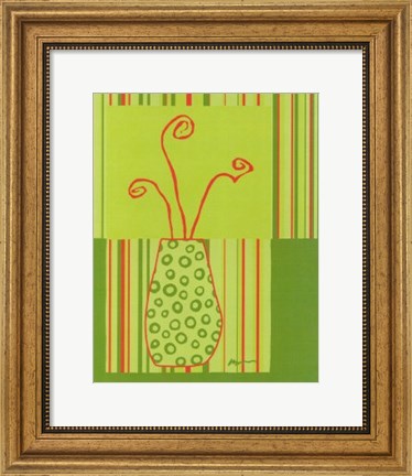 Framed Minimalist Flowers in Green II Print