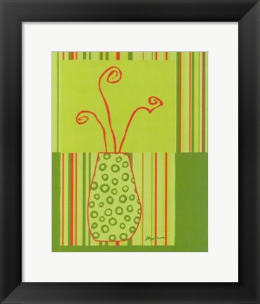 Framed Minimalist Flowers in Green II Print