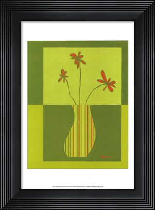 Framed Minimalist Flowers in Green III Print