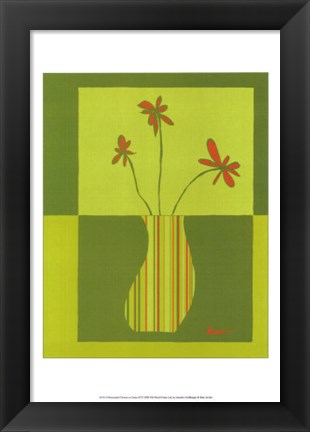 Framed Minimalist Flowers in Green III Print