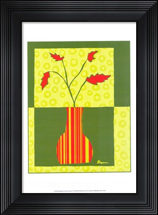 Framed Minimalist Flowers in Green IV Print