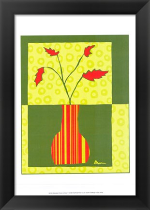 Framed Minimalist Flowers in Green IV Print