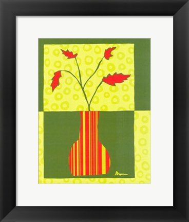 Framed Minimalist Flowers in Green IV Print