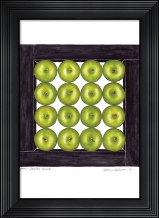 Framed Green Apples Cubed Print