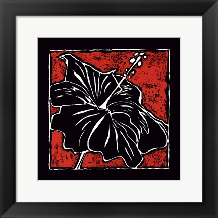 Framed Tropical Woodblock I Print