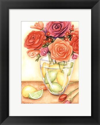 Framed Fresh Fruit &amp; Flowers I (PT) Print