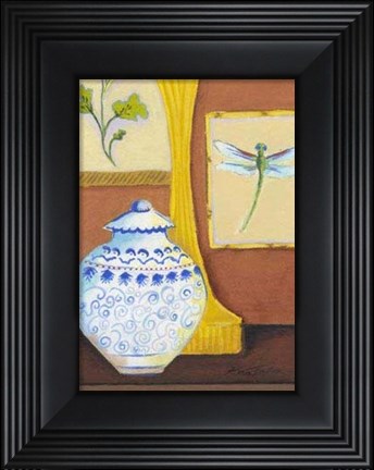 Framed Dragonfly with Blue Porcelain Print