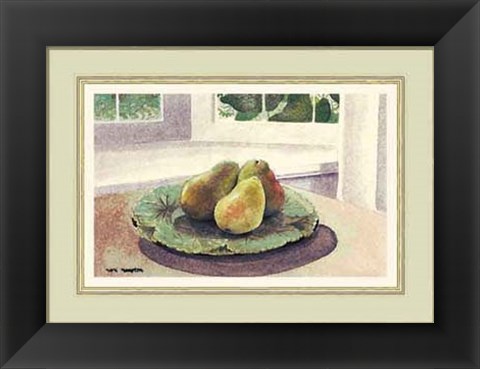 Framed Still Life with Pears in a Sunny Window Print