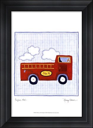 Framed Silhouette on Blue Gingham I Print