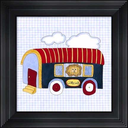 Framed Silhouette on Blue Gingham II Print