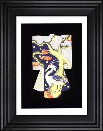 Framed Red Hooded Crane Print